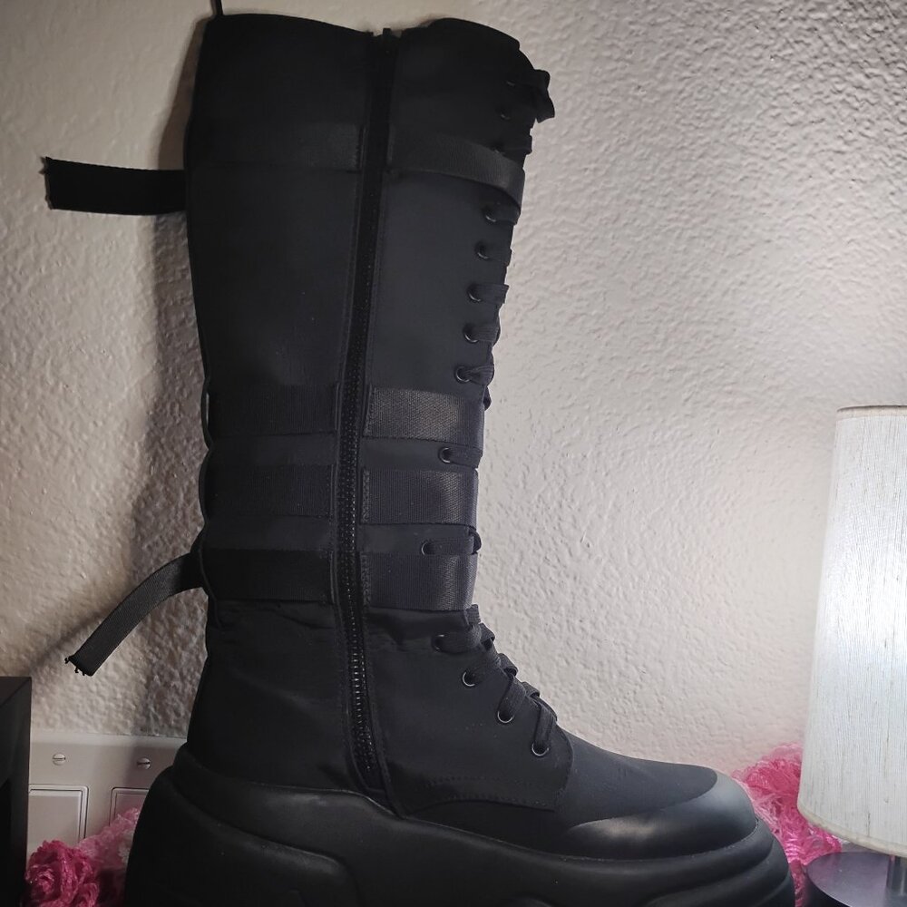 Poster Girl Dolls Kill Mad hustle Knee High combat boots womens size 11 - Picture 7 of 11